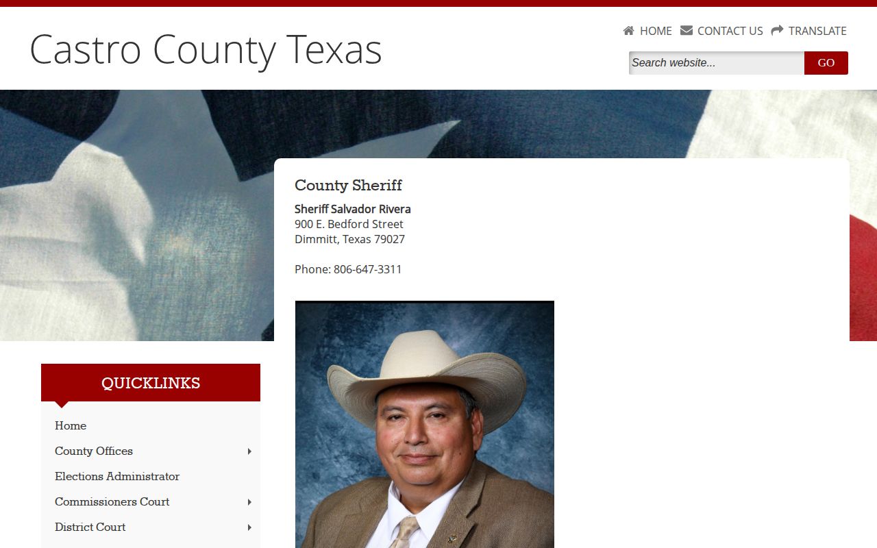 Castro County Jail custody-record source on the Castro County Sheriff’s Office page